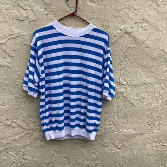 Vintage striped Terry cloth top sz L - Picture 1 of 4